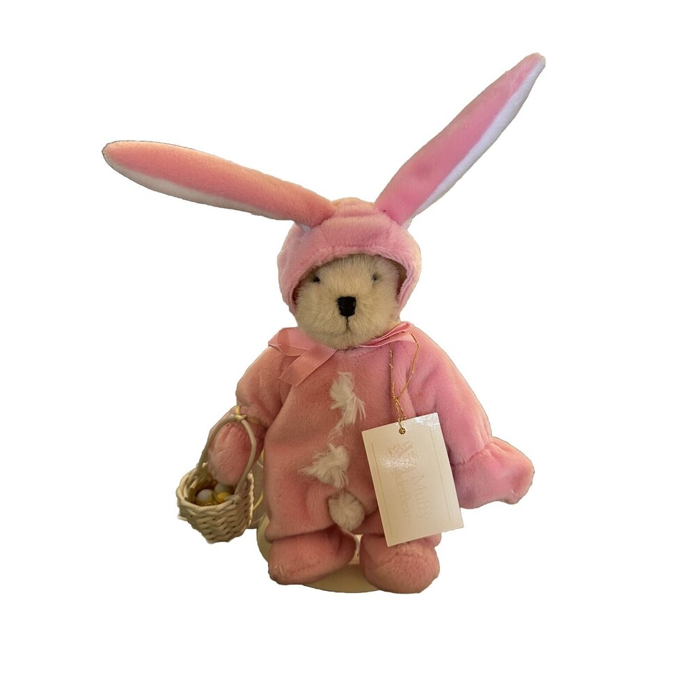 Vintage Muffy Vanderbear Bear Pink Bunny Easter With Tag & Basket NABCO